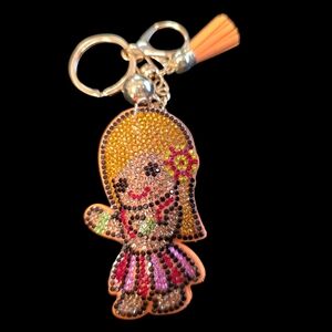 Sparkly Island Girl Rhinestone Keychain – Cute Bag Charm